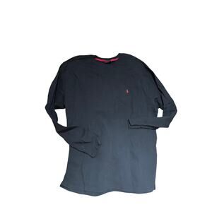 Ralph Lauren xl black all cotton waffle weave sleep shirt long underwear euc